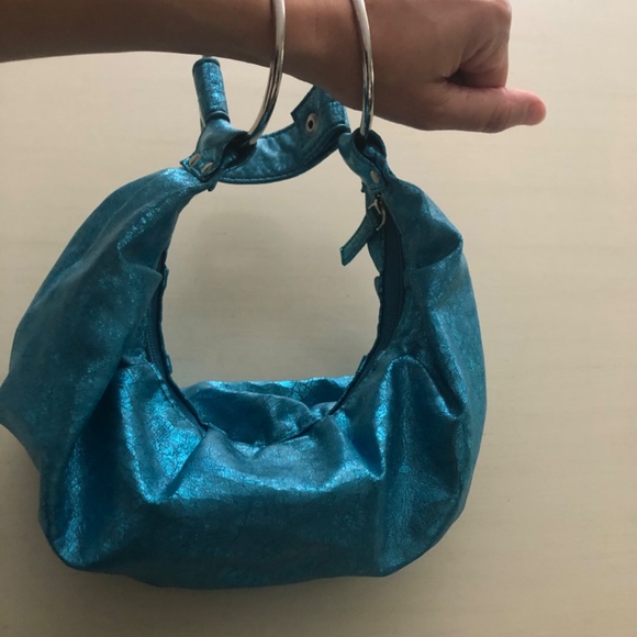 Mermaid Blue Metallic Bracelet Bag UNIQUE (Good Condition) So Unique & Cute - Picture 5 of 12